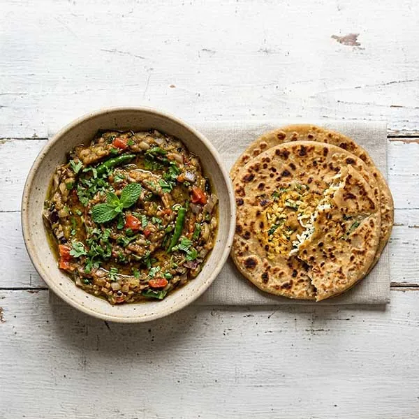 Baingan Bharta & Paneer Paratha